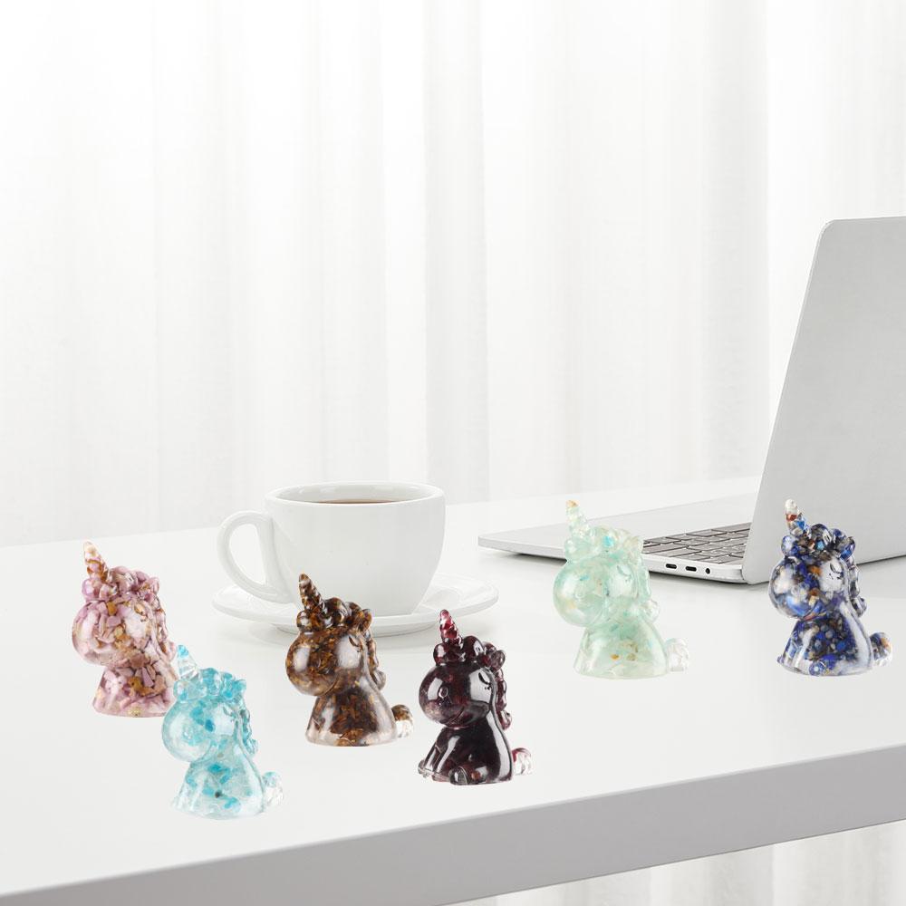 Crystal Chips Unicorn Resin Figurines Ornament for Home Decor