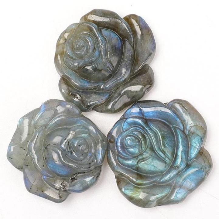 Labradorite Rose Flower Carvings