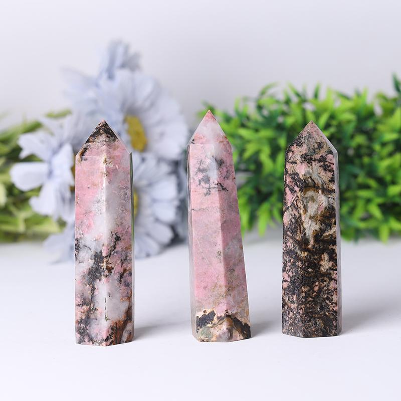 Wholesale Natural Crystal Spiritual Healing Stones Rhodonite Point Tower for Decoration Crystal wholesale suppliers