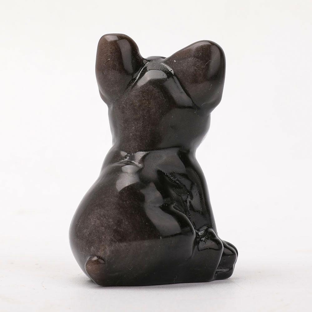 Silver Obsidian Dog Carving