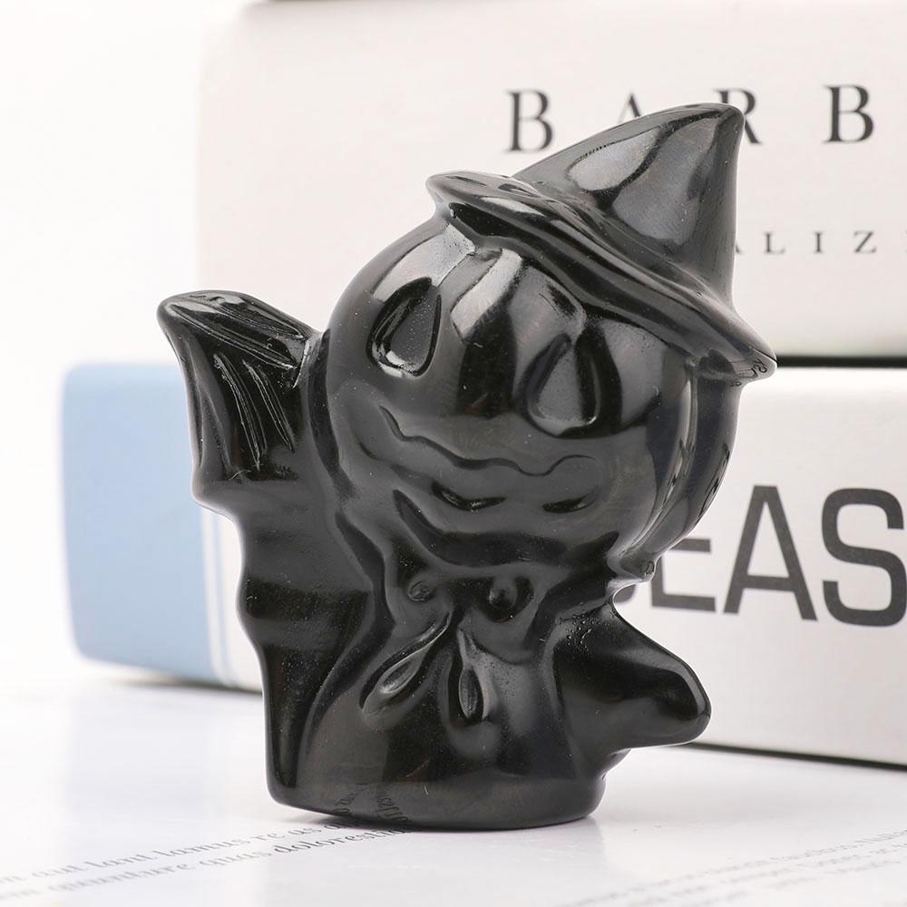 Black Obsidian Pumpkin Wizard Carvings