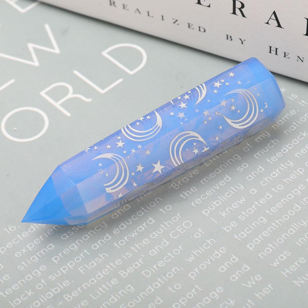 Blue Opalite Point with Laser Engraved Pattern Crystal wholesale suppliers