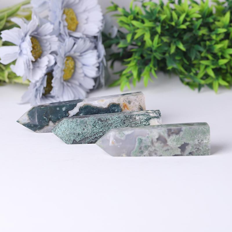 Wholesale Natural Moss Agate Point Healing Stone  Crystal wholesale suppliers