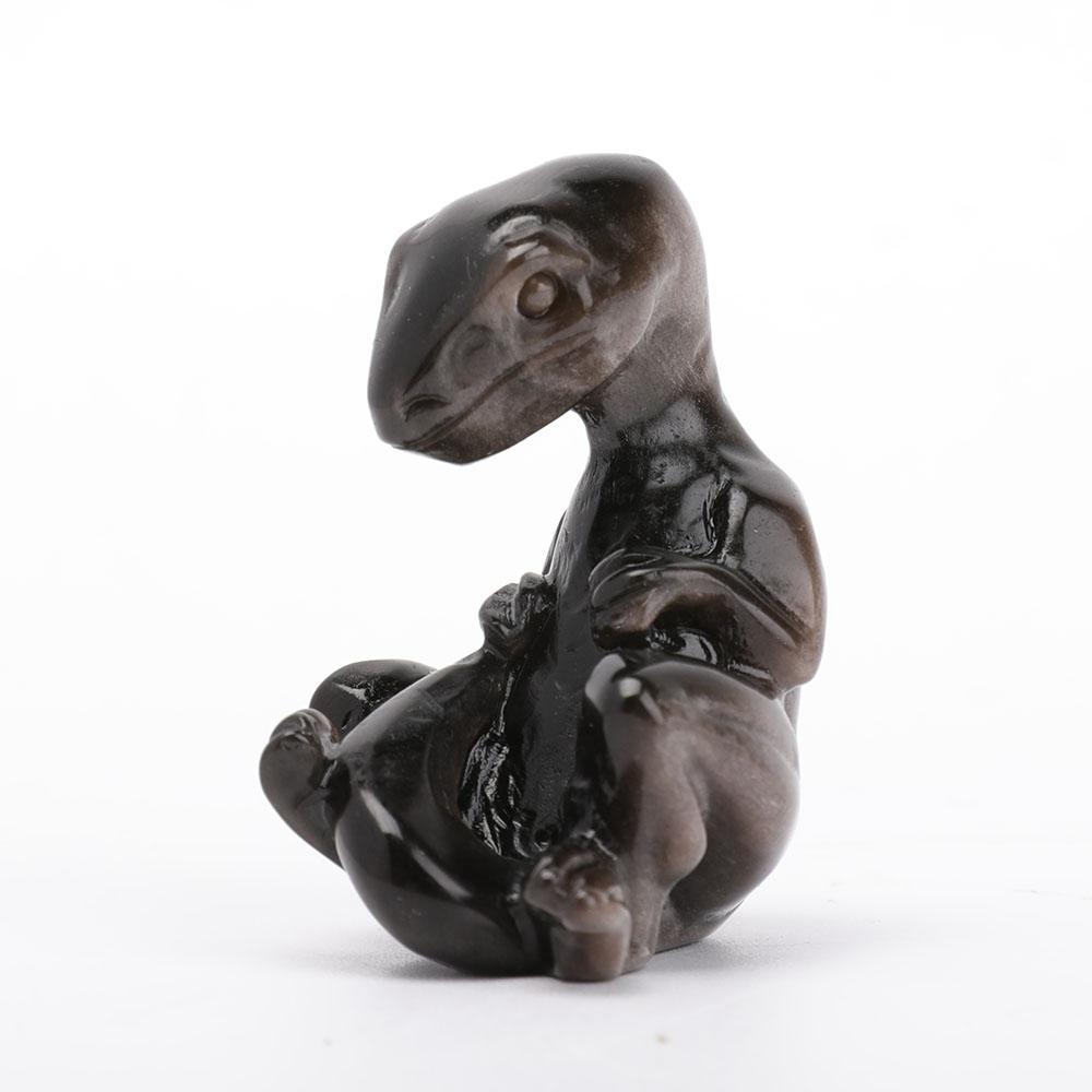 Silver Obsidian Crystal Carving Lizard