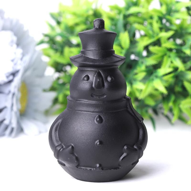 3.7" Black Obsidian Snowman Crystal Carvings Crystal wholesale suppliers