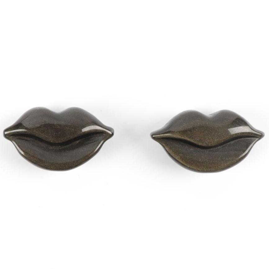 Silver Obsidian Lips Carvings