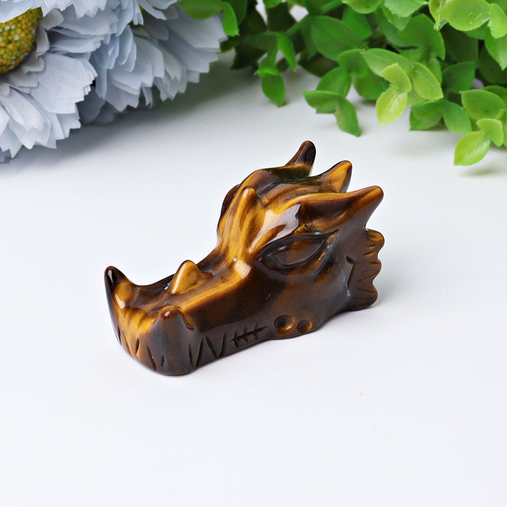 2" Tiger's Eye Dragon Head Crystal Carvings Crystal wholesale suppliers