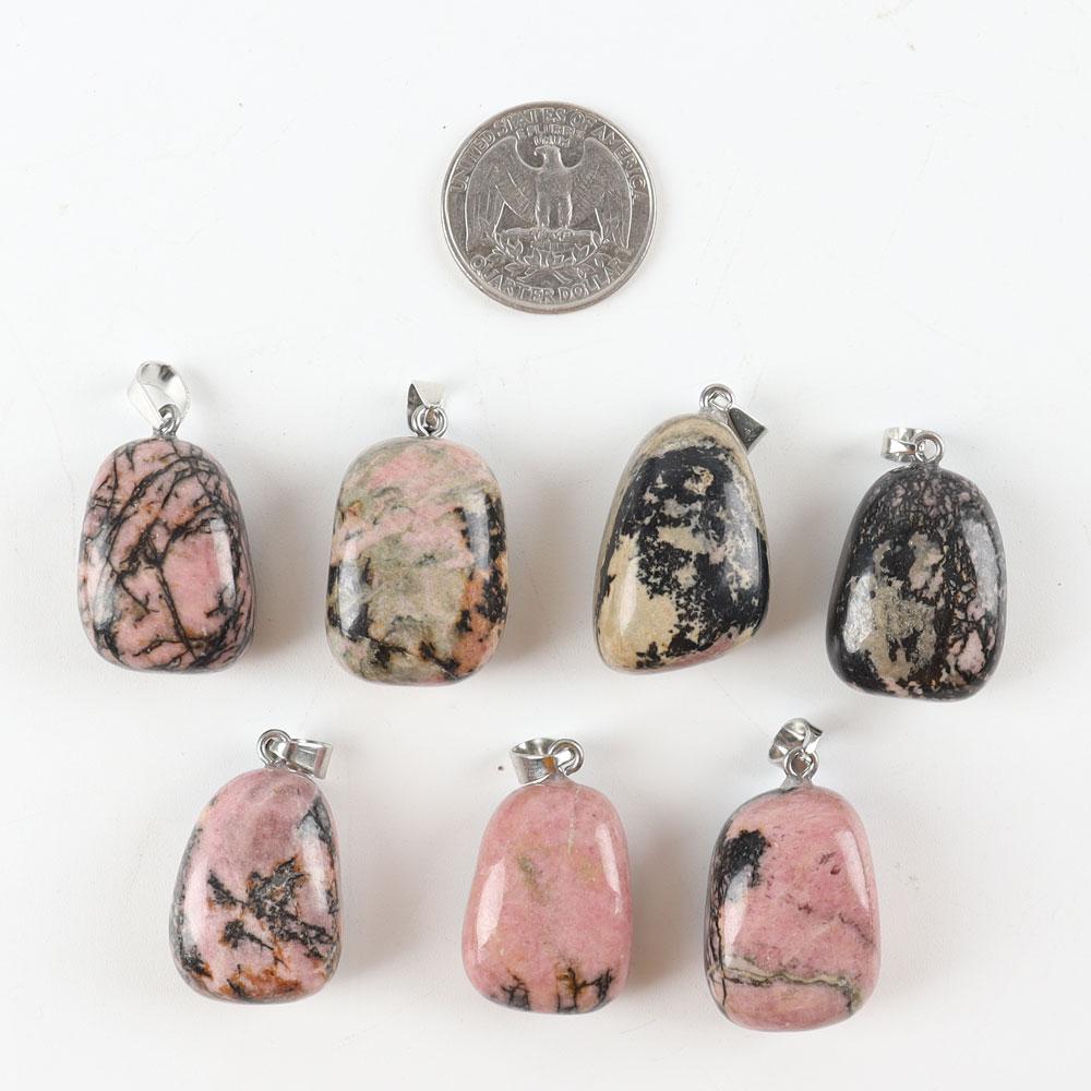 Natural Rhodonite Healing Crystal Polished Stones Irregular Crystal Pendant for Gift Crystal wholesale suppliers