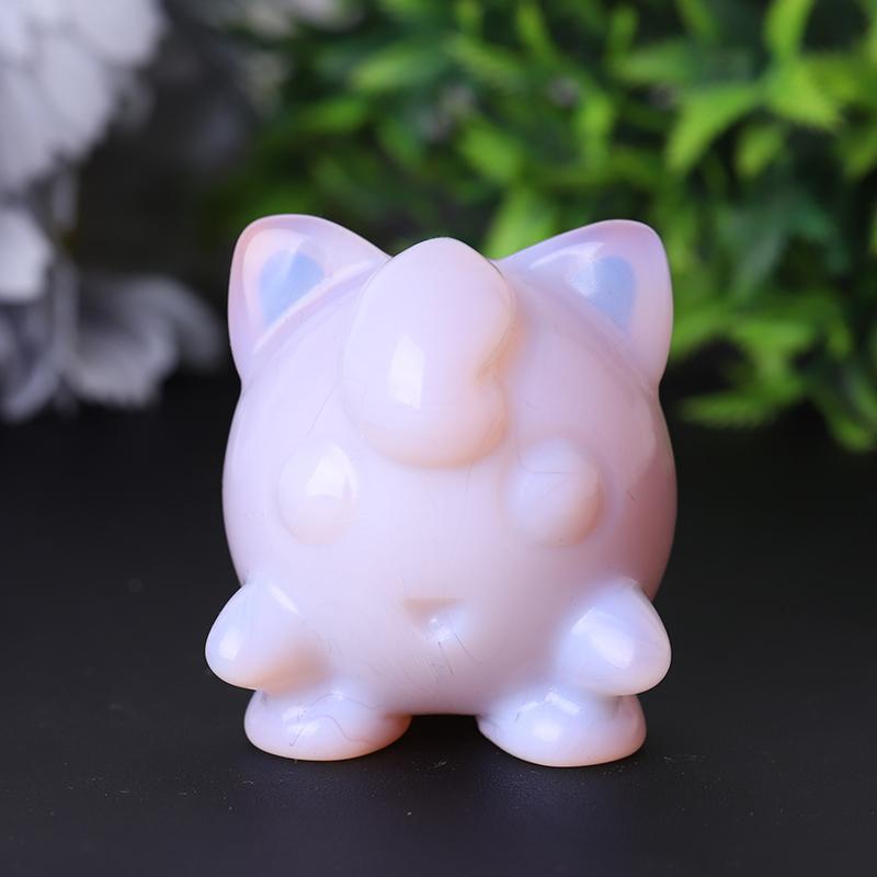 2" Pink Opalite Jigglypuff Carving Figurine Healing Decoration