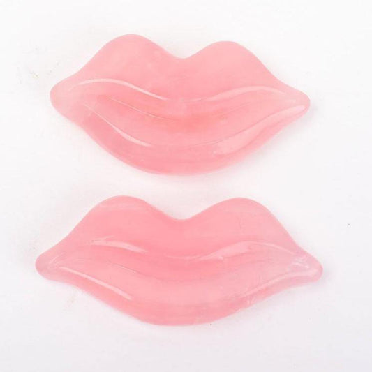 Rose Quartz Lips Shape Crystal Carving