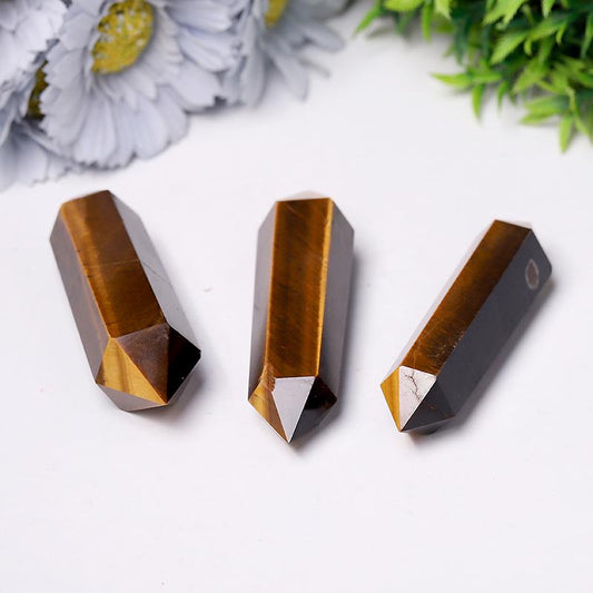 Wholesale Natural High Quality Tiger Eye Stone Quartz Crystal Double Point DT Wand Crystal wholesale suppliers