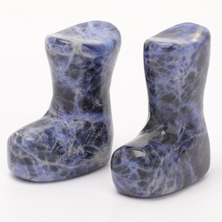 1.5" Set of 2 Sodalite Christmas Boots Carvings