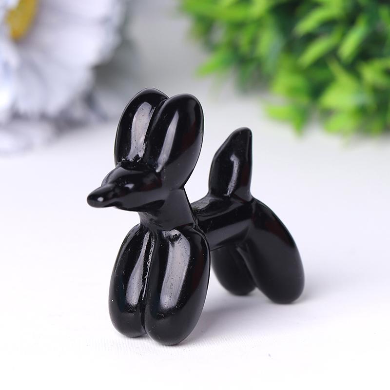 2.5" Black Obsidian Balloon Dog Crystal Carvings Crystal wholesale suppliers