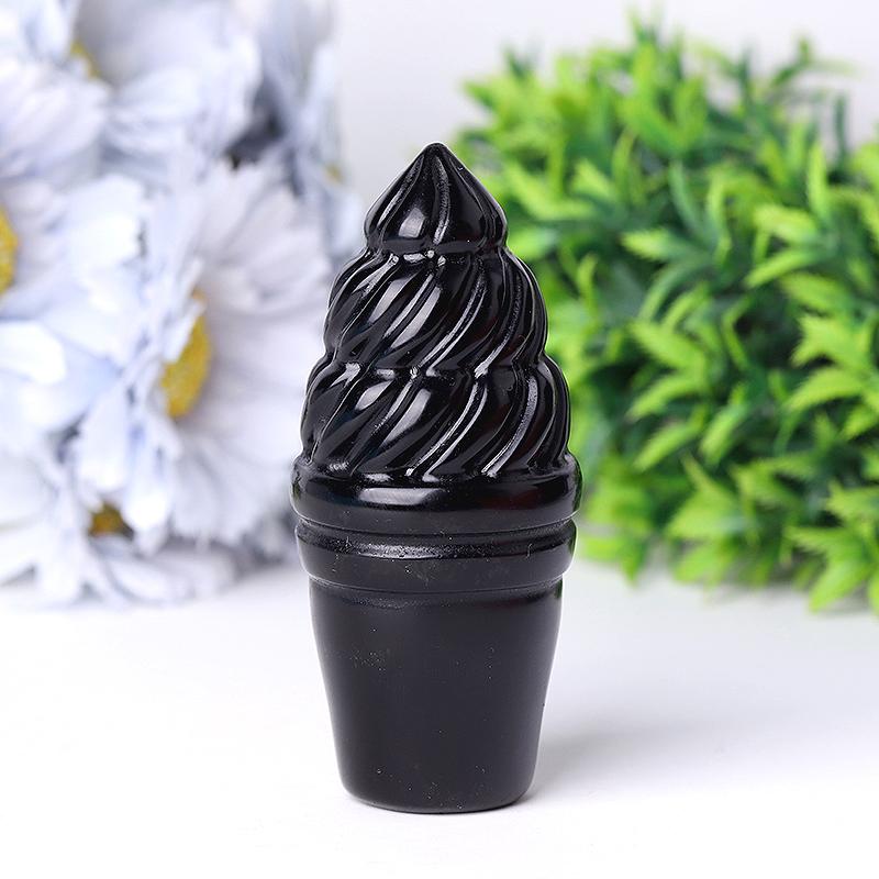 4" Black Obsidian Ice Cream Crystal Carvings Crystal wholesale suppliers