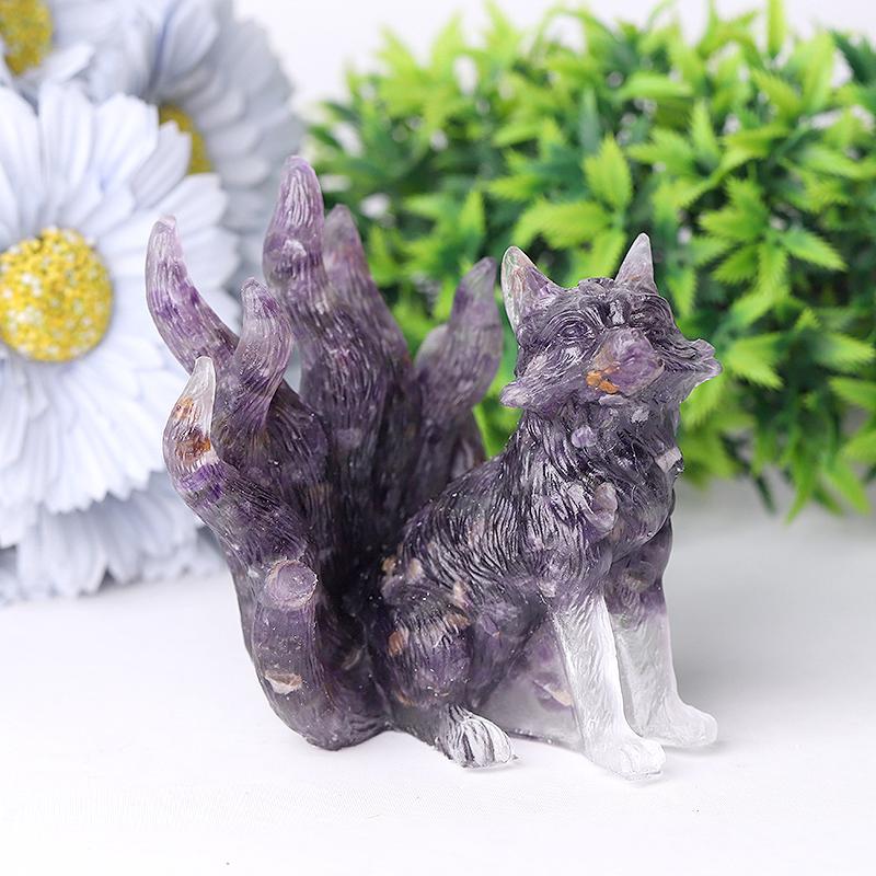 4" Nine-tail Fox Crystal Resin Carvings Crystal wholesale suppliers