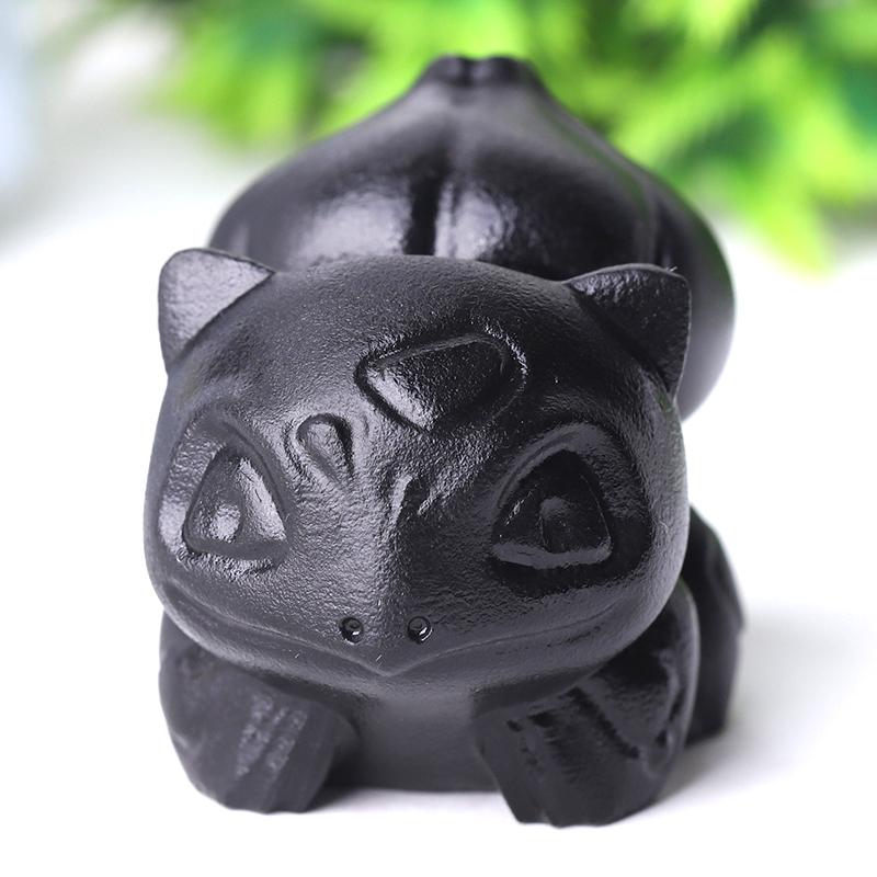 2" Black Obsidian Bulbasaur Crystal Carvings Crystal wholesale suppliers