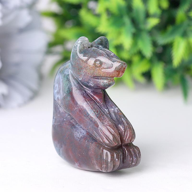 2" Moss Agate Bear Crystal Carving Crystal wholesale suppliers