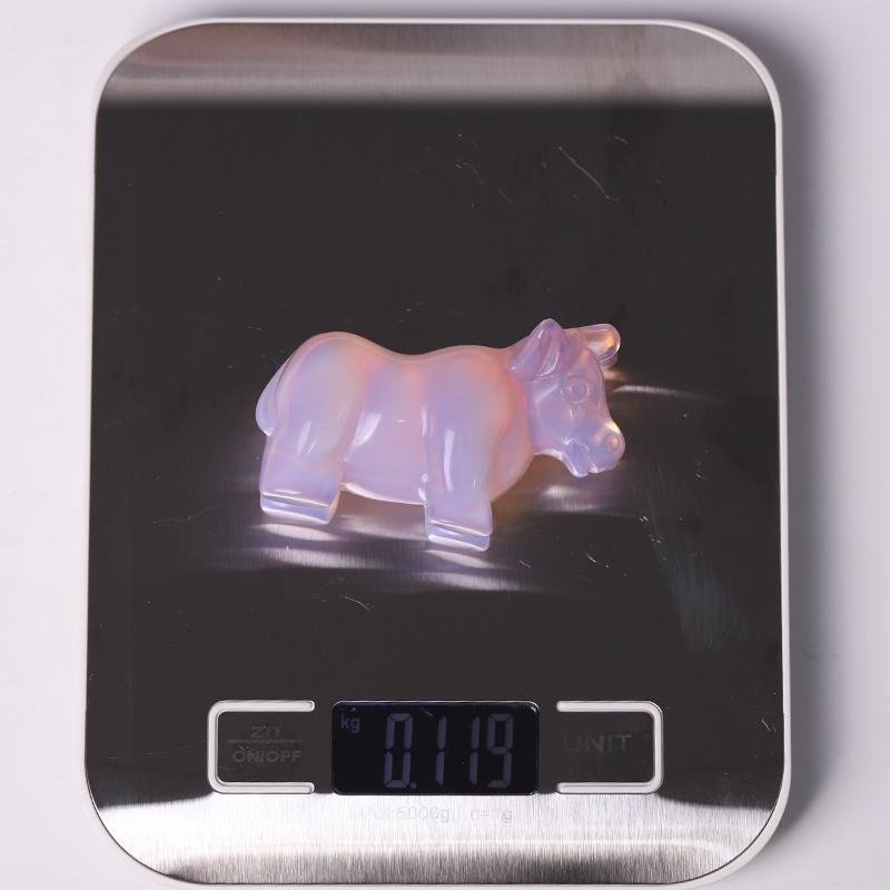 3" Pink Opalite Cow Hand Carving Healing Crystal Carving Crystal wholesale suppliers