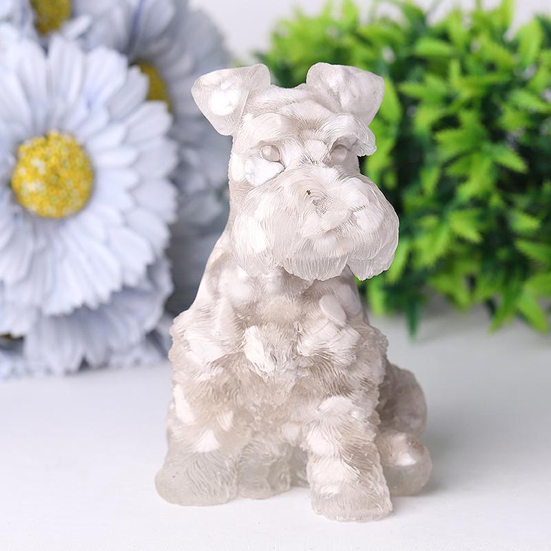 4.2" Crystal Chips Resin Schnauzer Carving for Decoration Crystal wholesale suppliers