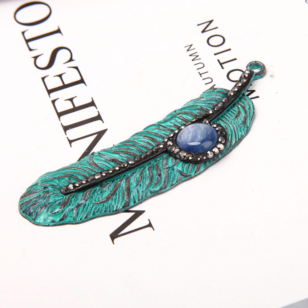 Metal Feather Shape Pendant with Kyanite Crystal wholesale suppliers