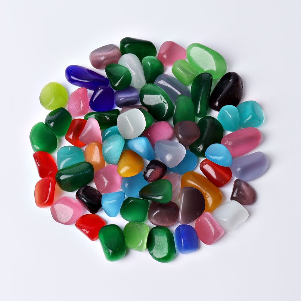 0.1kg Mixed Colorful Cat's Eye Crystal Tumbles Crystal wholesale suppliers