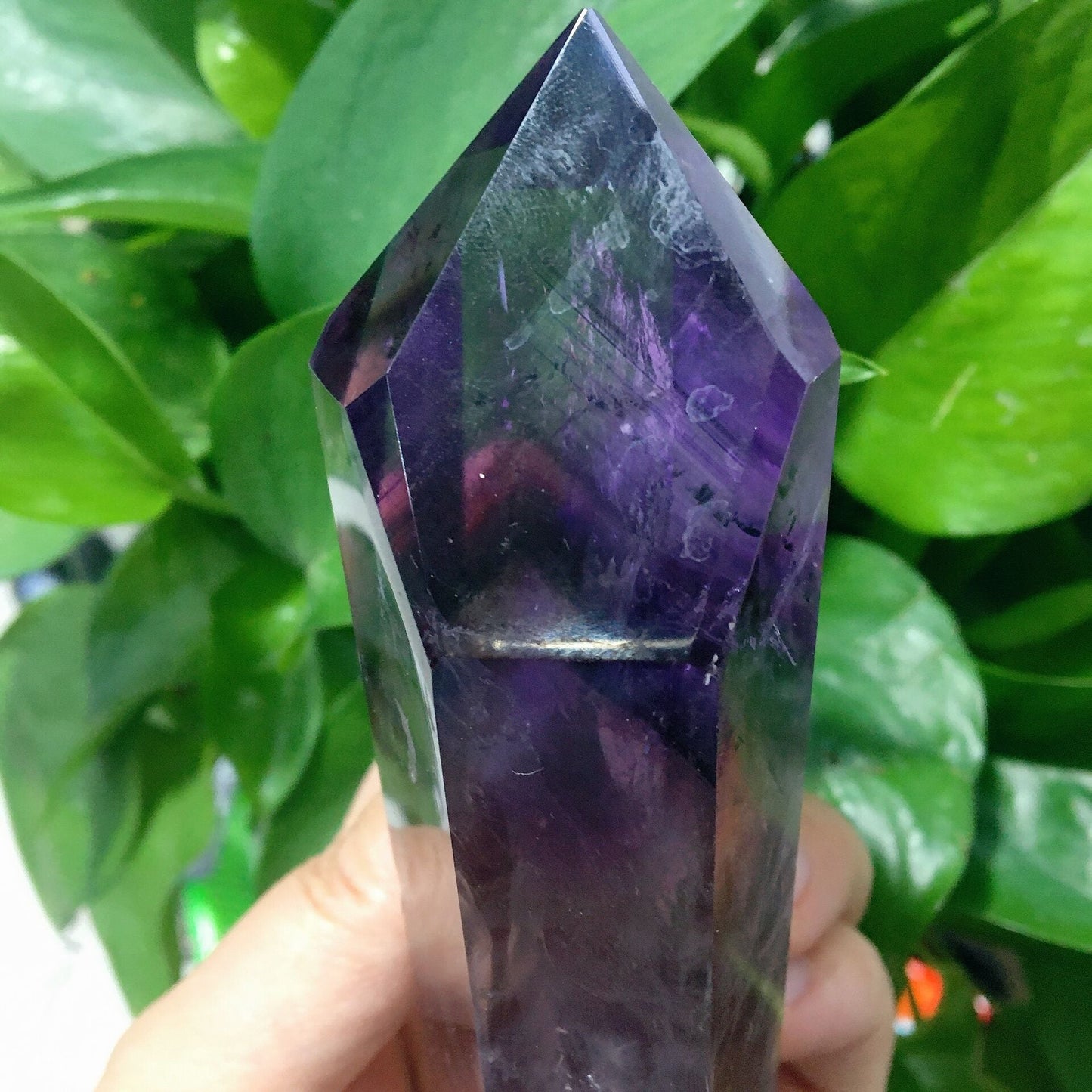 5.4" Dark Purple Amethyst Point Half Polished #2