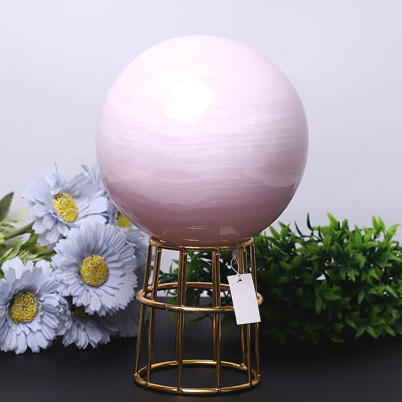 6" Unique Pink Aragonite Crystal Sphere