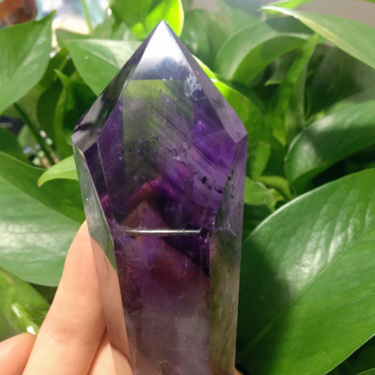 5.4" Dark Purple Amethyst Point Half Polished #2