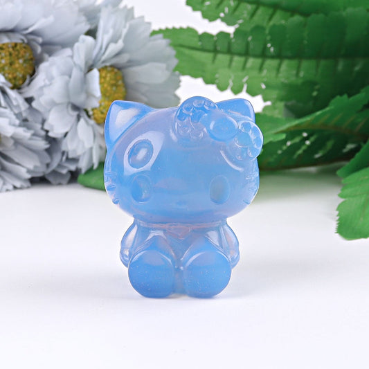 1.9" Blue Opalite Hello Kitty Cat  Crystal Carving Crystal wholesale suppliers