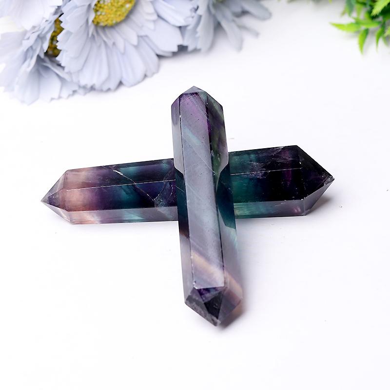 Natural Rainbow Fluorite Double Point Crystal Double Towers For Decoration For Gift Crystal wholesale suppliers