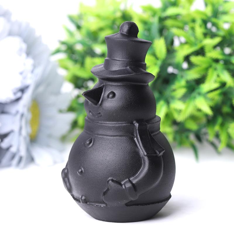 3.7" Black Obsidian Snowman Crystal Carvings Crystal wholesale suppliers