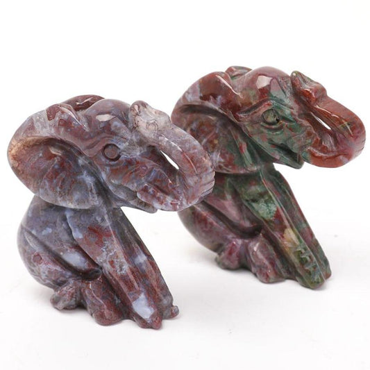 2" Ocean Jasper Elephant Carvings