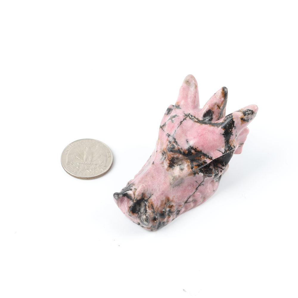 Rhodonite Dragon Head Carvings