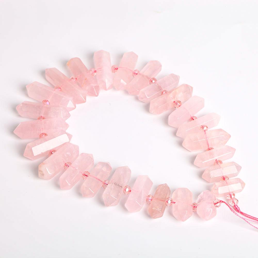 Rose Quartz Crystal Point Chain String for DIY Crystal wholesale suppliers