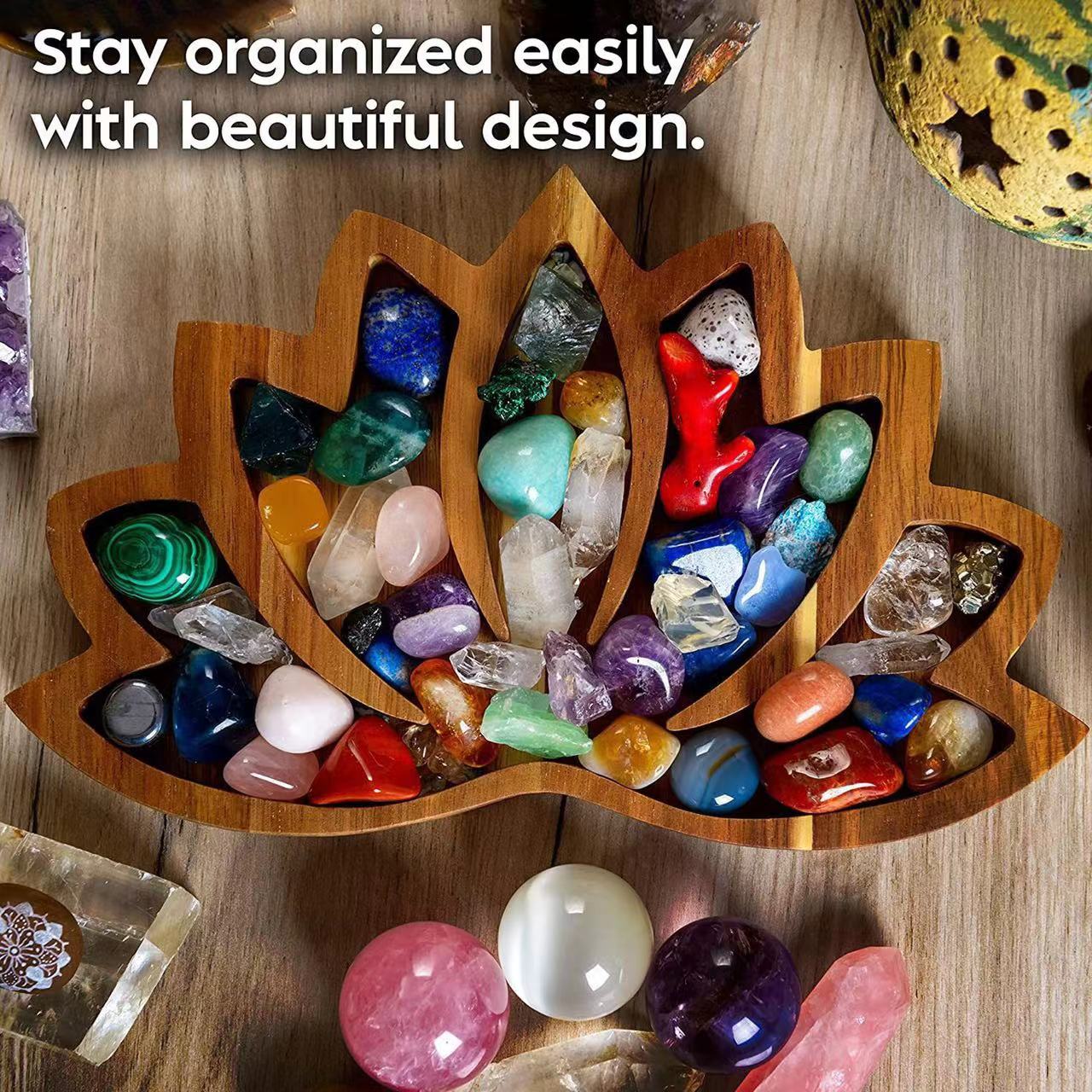 11.0" Wooden Lotus Bowl for Crystals Flower Shape Display Plate Bulk Wholesale