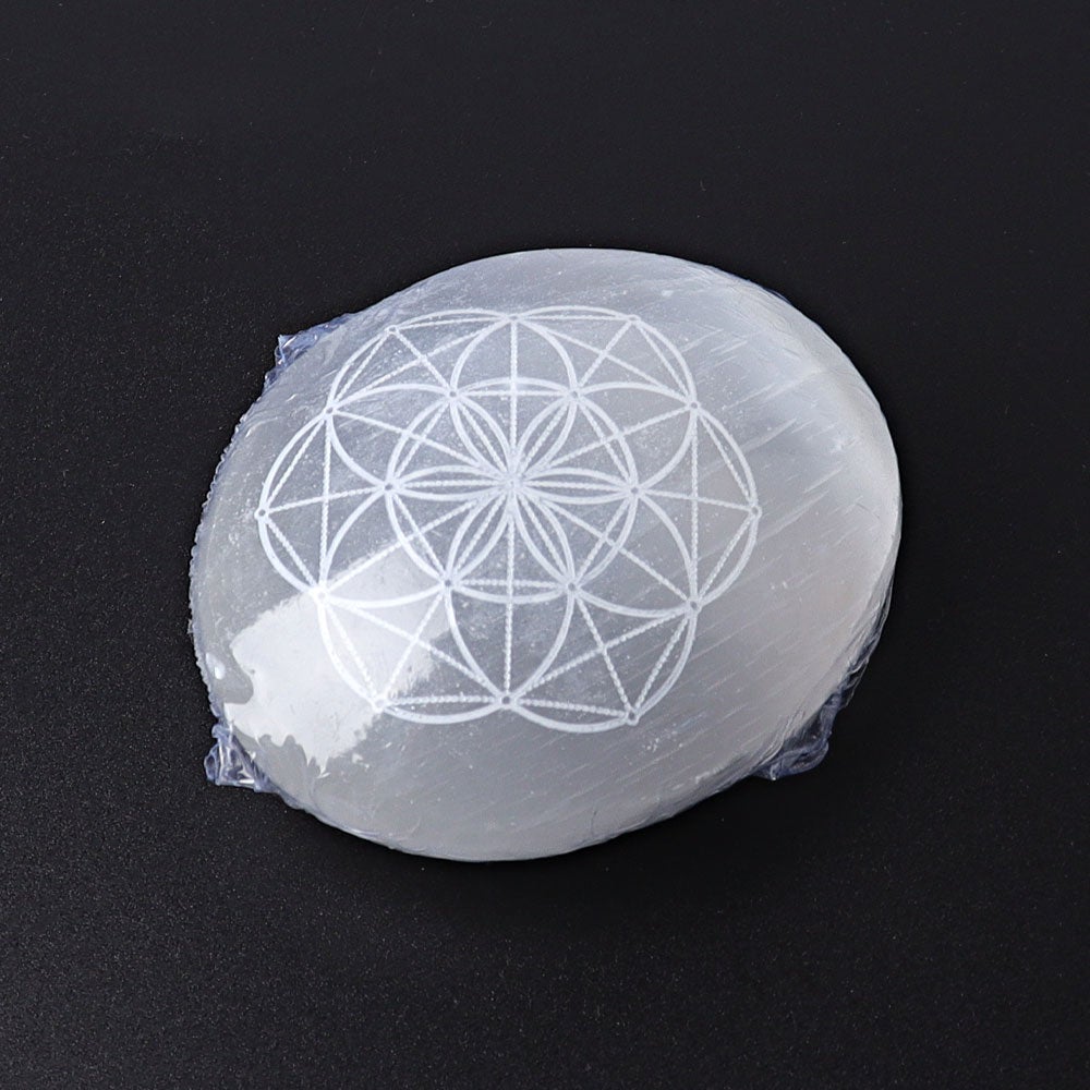 2.4" Selenite Palm Stone with Printing Crystal wholesale suppliers