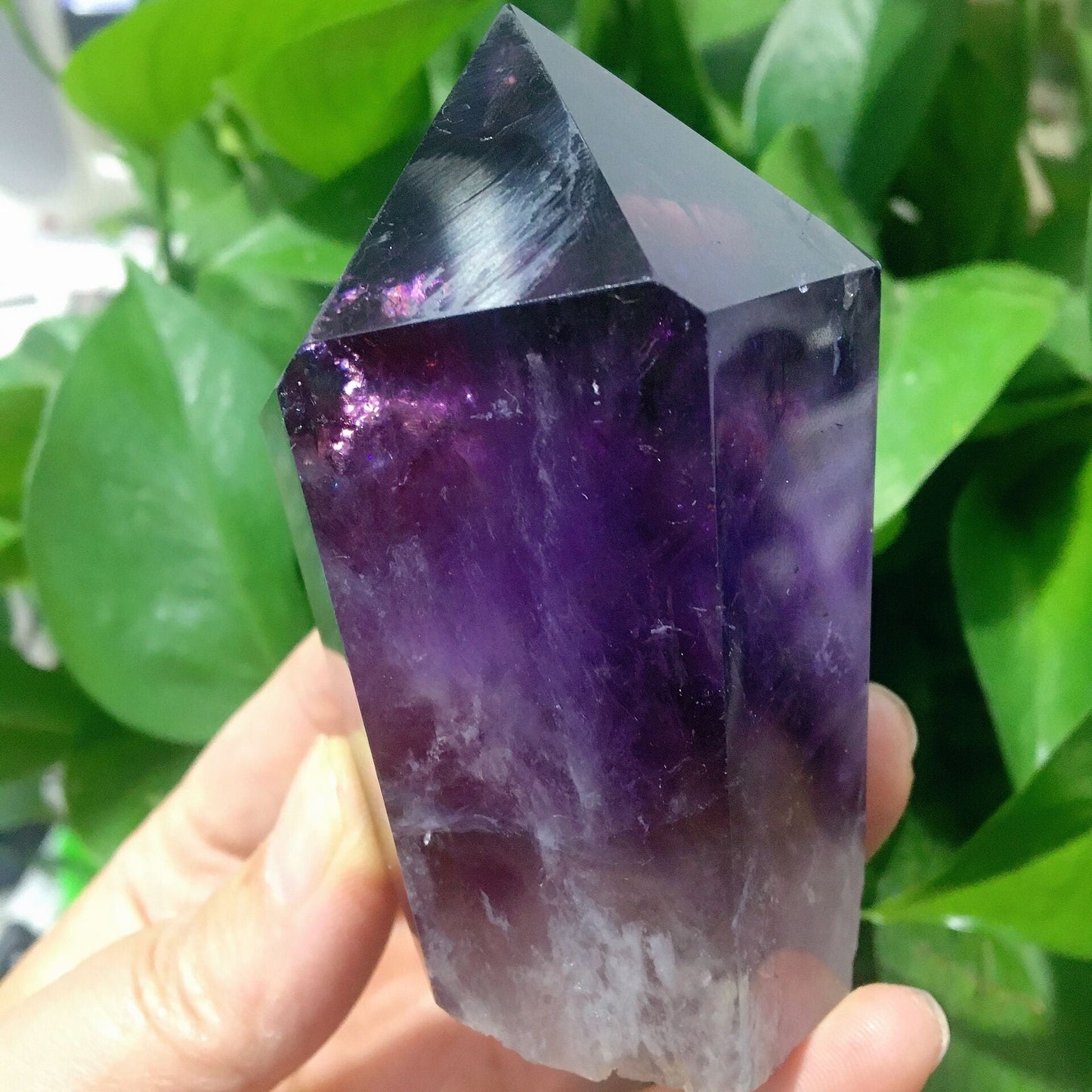 Dark Purple Amethyst Point Half Polished #11