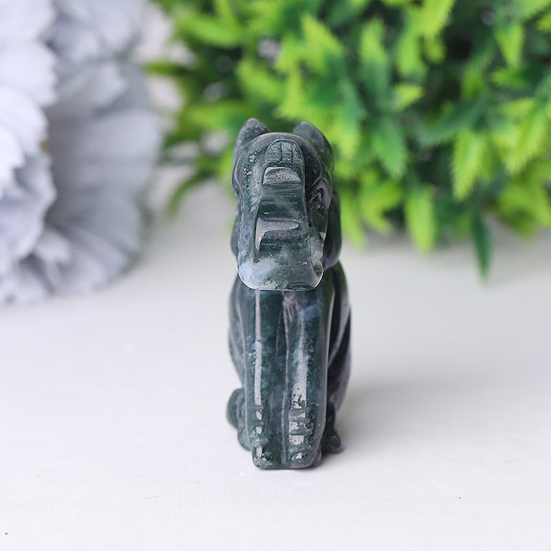 2" Moss Agate Elephant Crystal Carvings Crystal wholesale suppliers