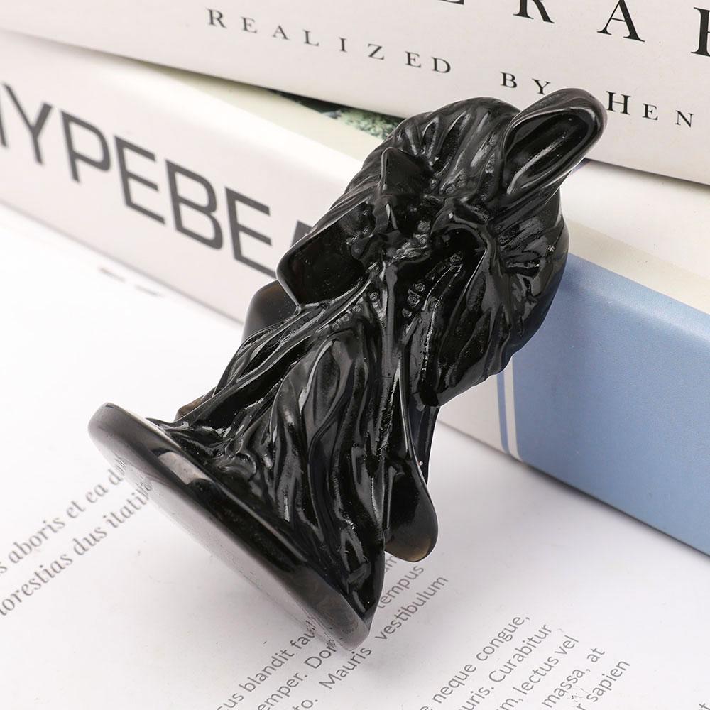 3" Black Obsidian Wizard Carvings