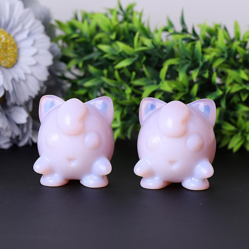 2" Pink Opalite Jigglypuff Carving Figurine Healing Decoration