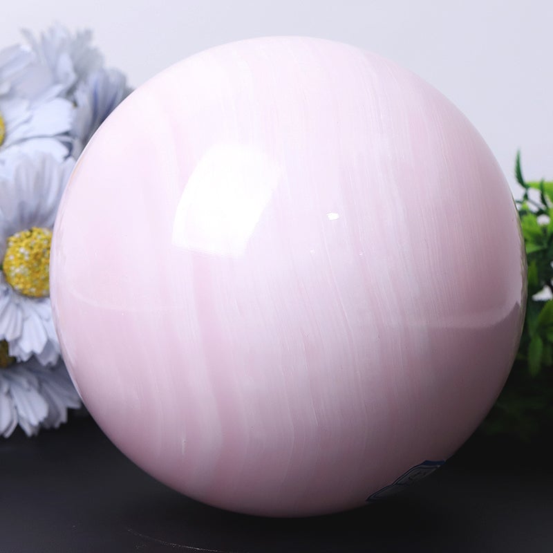 6" Unique Pink Aragonite Crystal Sphere