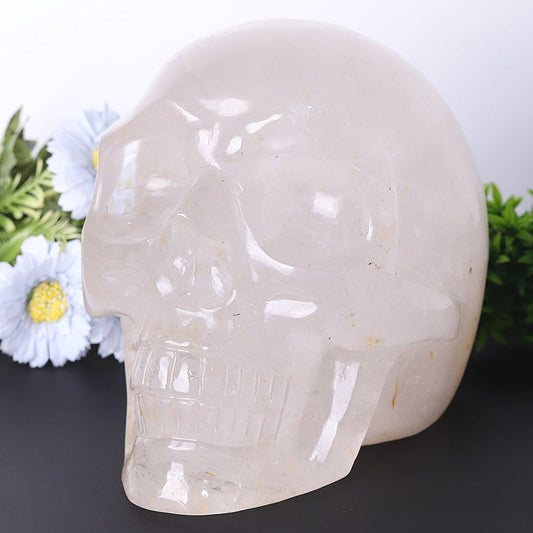 9" Unique Clear Quartz Skull Crystal Carvings