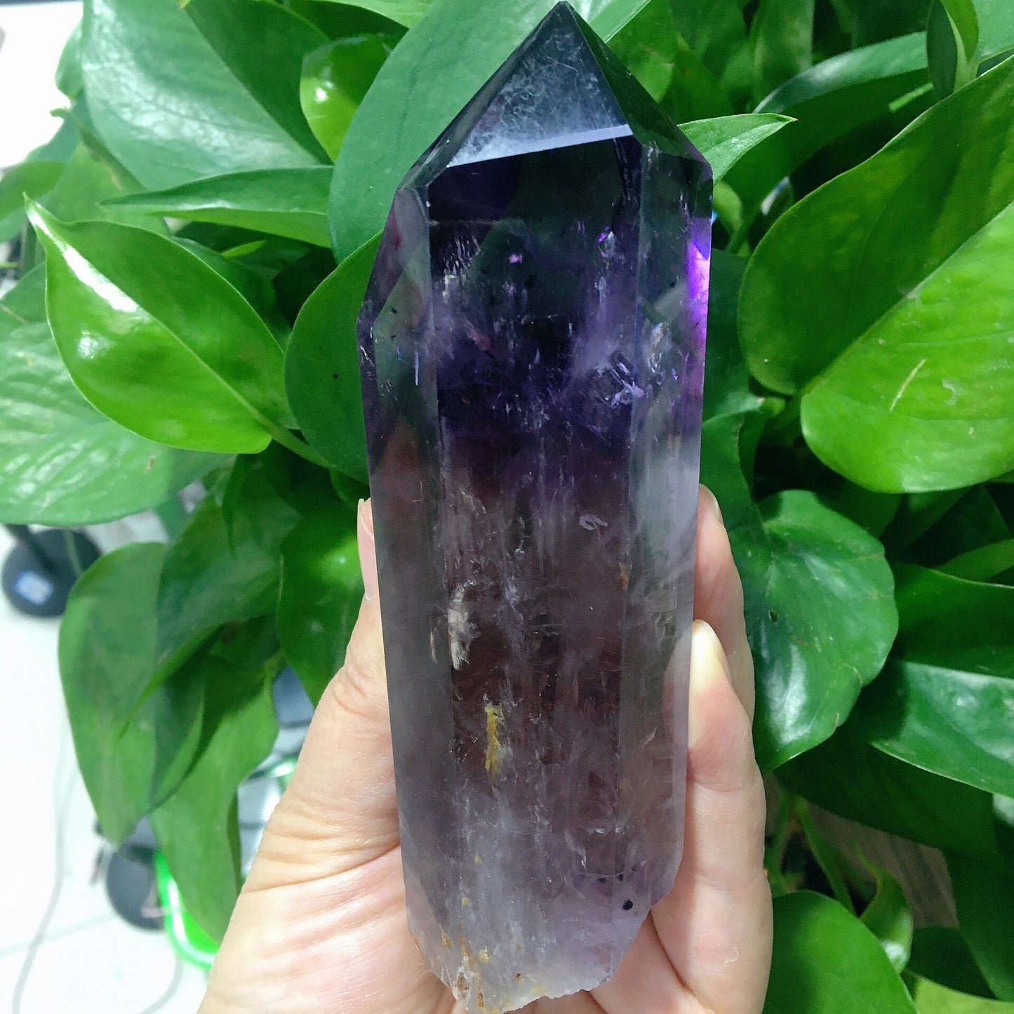 5.4" Dark Purple Amethyst Point Half Polished #2