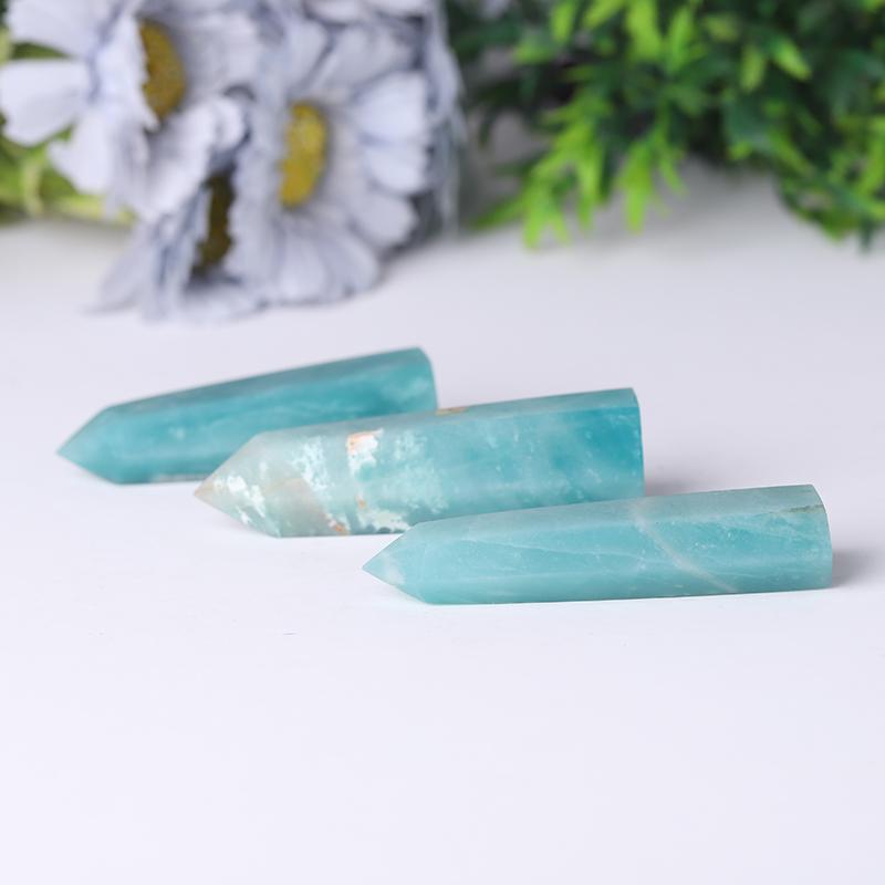 Natural High Quality Sky Blue Point Caribbean Calcite Tower for Healing Crystal wholesale suppliers