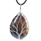 Teardrop Shape Crystal Stone Wire Wrapped Copper Tree of Life Chakra Pendant Crystal wholesale suppliers