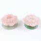 Rose Quartz Lotus with Leaf Crystal Carving Full Set