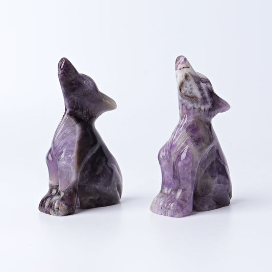 3" Dream Amethyst Wolf Crystal Carvings Crystal wholesale suppliers