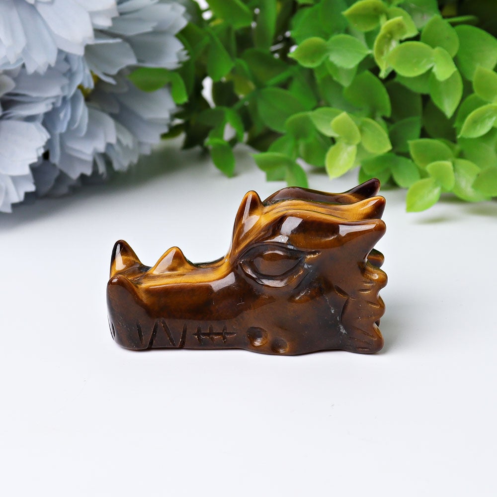 2" Tiger's Eye Dragon Head Crystal Carvings Crystal wholesale suppliers