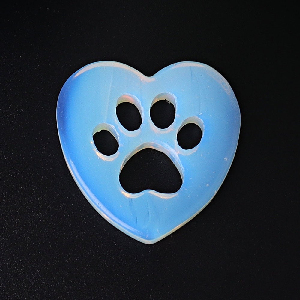 1.9" Opalite Heart with Cat Paw Crystal Carvings Crystal wholesale suppliers