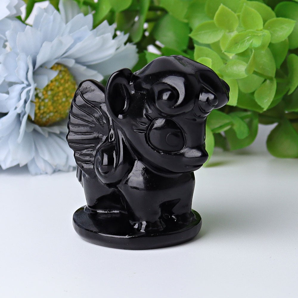 2.3" Black Obsidian Unicorn Crystal Carvings Crystal wholesale suppliers